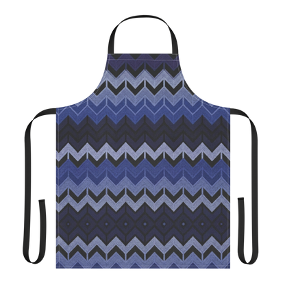 Blue Classic Chevron Pattern Strap Apron