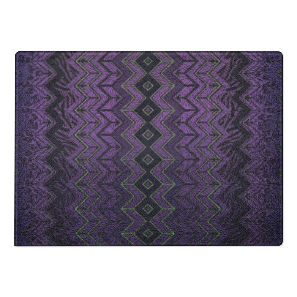 Halloween Purple & Green Zebra & Leopard Print Special Edition Chevron Pattern Glass Cutting Board