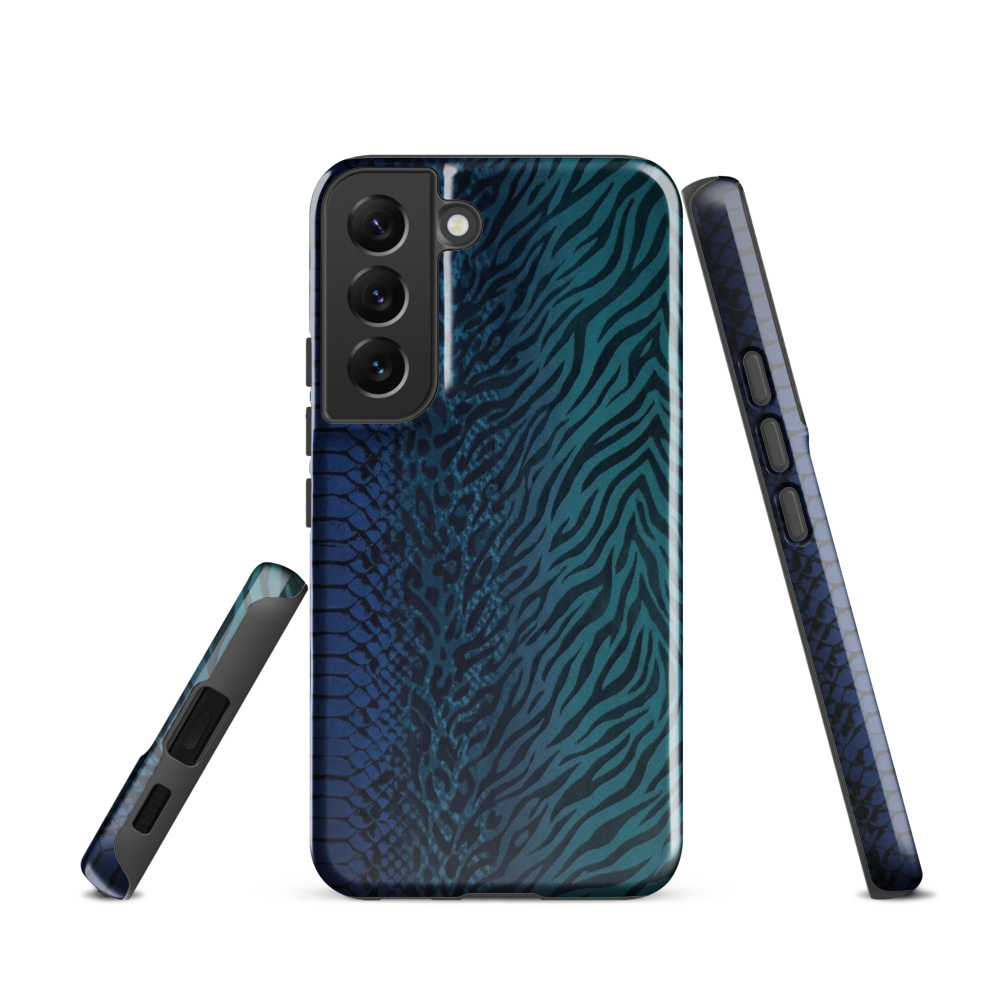 Blue & Teal Snake Skin Zebra & Leopard Print Tough Case for Samsung