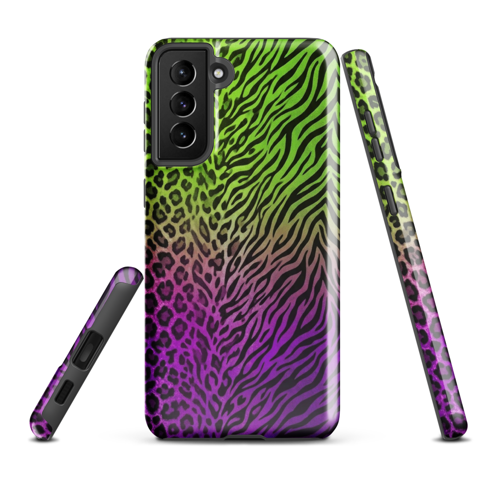 Neon Green & Purple Zebra & Leopard Print Tough Case for Samsung