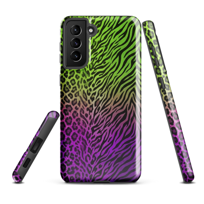 Neon Green & Purple Zebra & Leopard Print Tough Case for Samsung