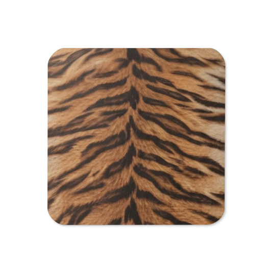 Neutral Tiger Print Cork-Back Coaster