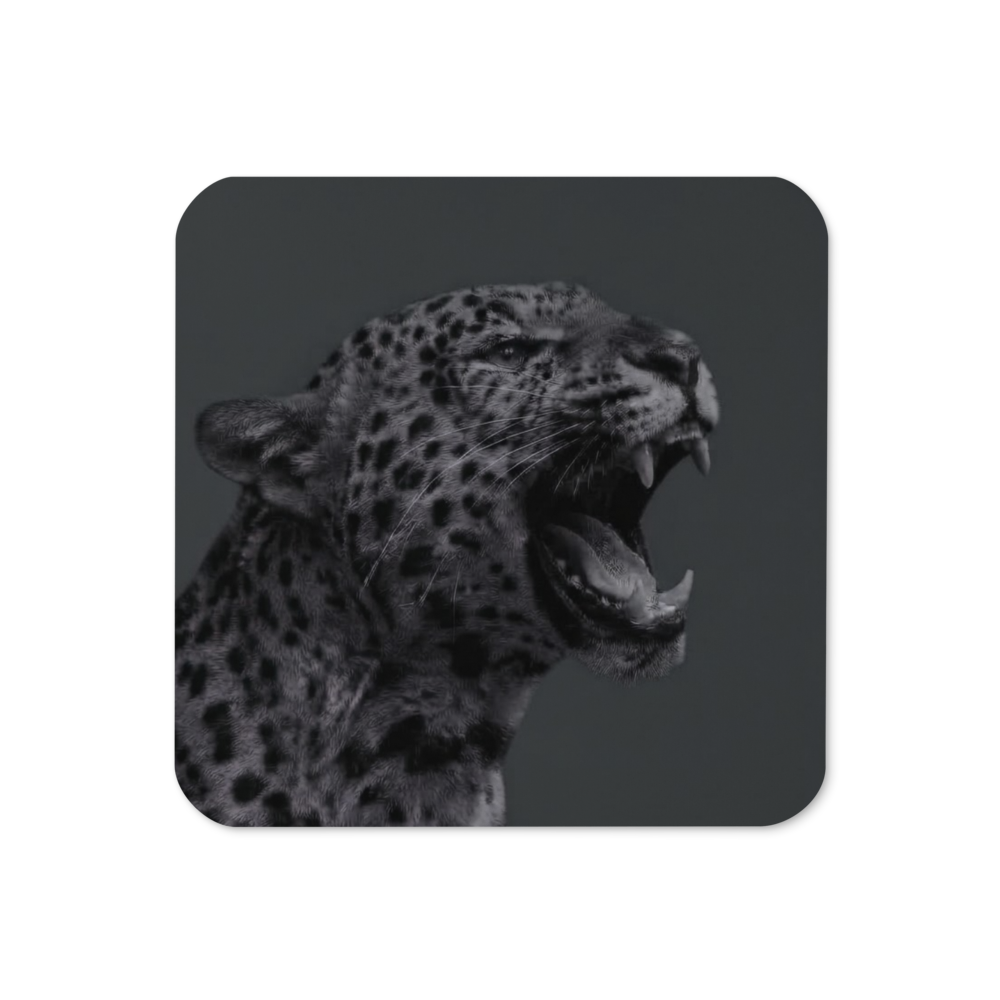 Gray Leopard Cork-Back Coaster