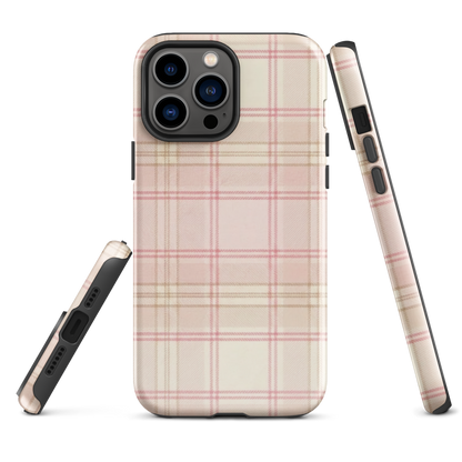 Pink & Cream Plaid Coquette Print Tough Case for iPhone®