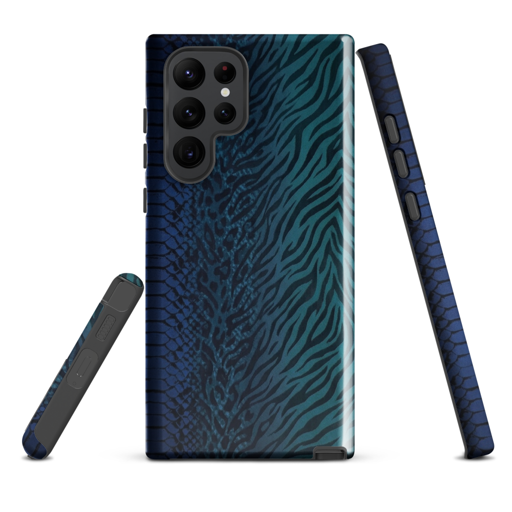 Blue & Teal Snake Skin Zebra & Leopard Print Tough Case for Samsung