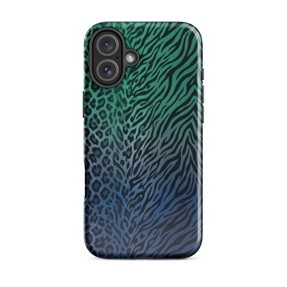 Blue to Teal Zebra & Leopard Print  Tough Case for iPhone®