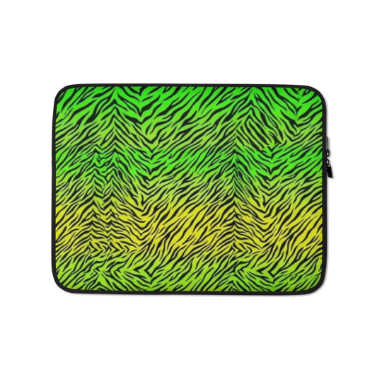 Green & Yellow Zebra Print Laptop Sleeve