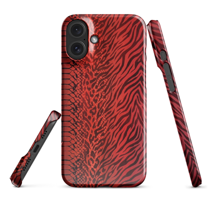 Red Zebra Snake & Leopard Print Snap Case for iPhone