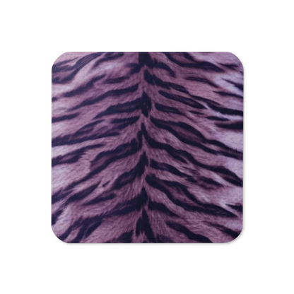 Purple Tiger Print Cork-Back Coaster