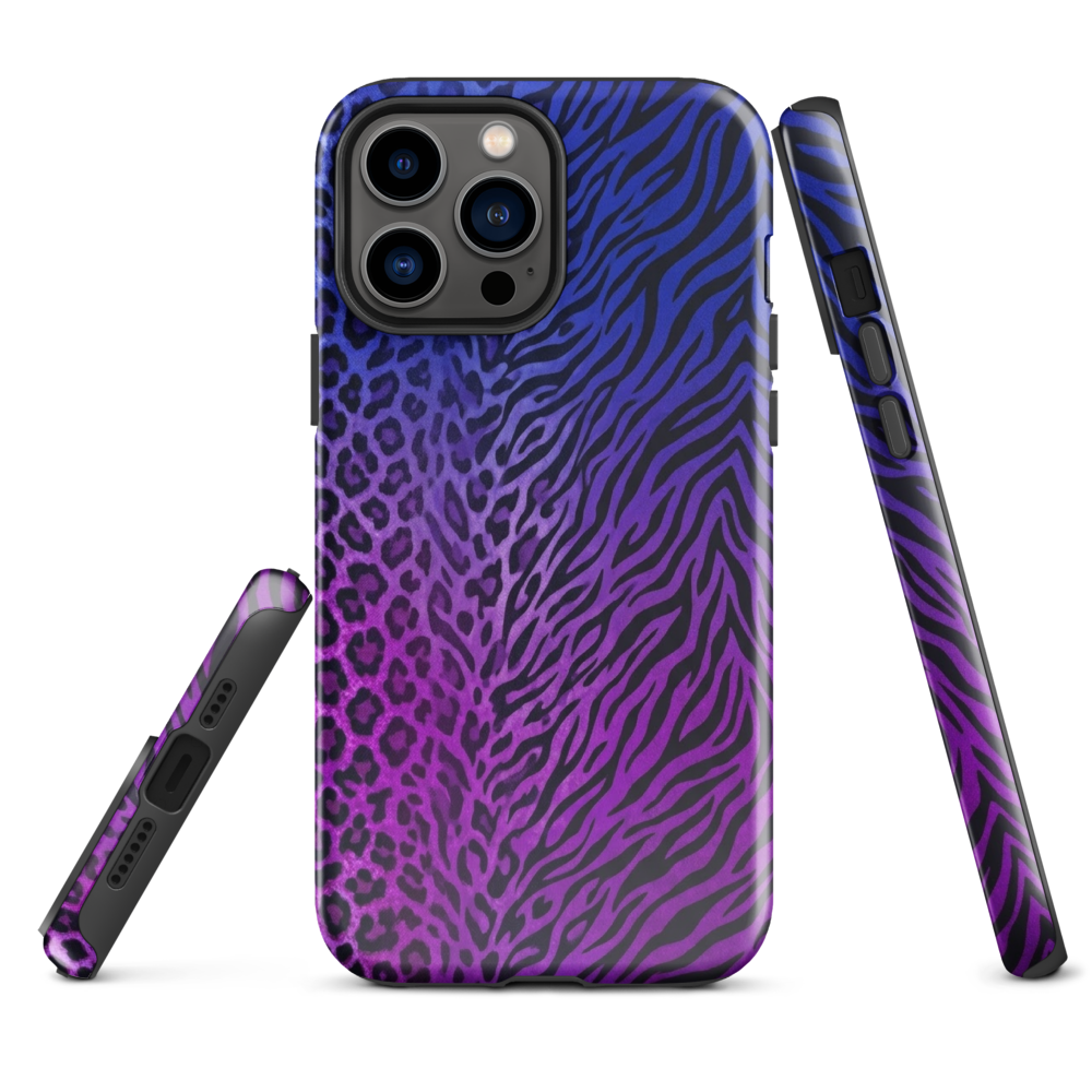 Purple to Blue Zebra & Leopard Print Tough Case for iPhone®