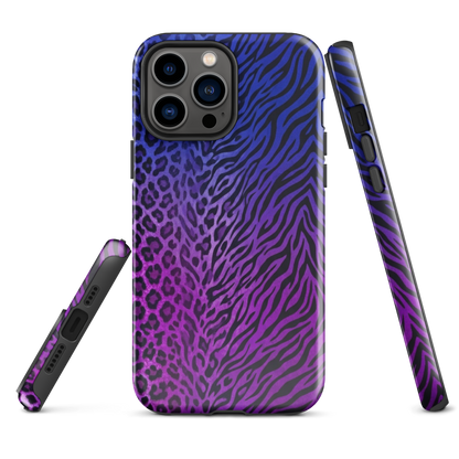 Purple to Blue Zebra & Leopard Print Tough Case for iPhone®