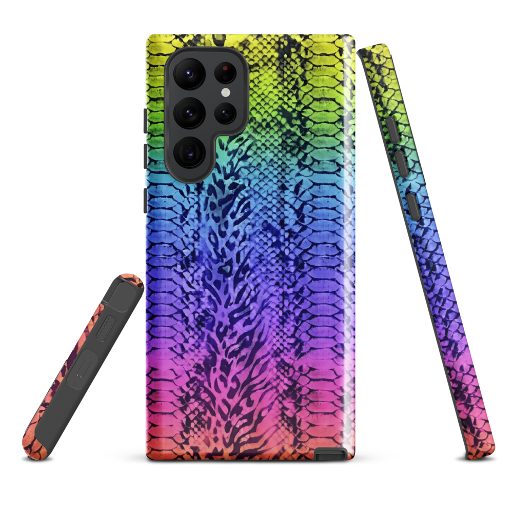 Vibrant Rainbow Snake Skin & Leopard Print Tough Case for Samsung