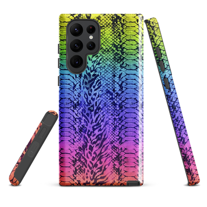 Vibrant Rainbow Snake Skin & Leopard Print Tough Case for Samsung