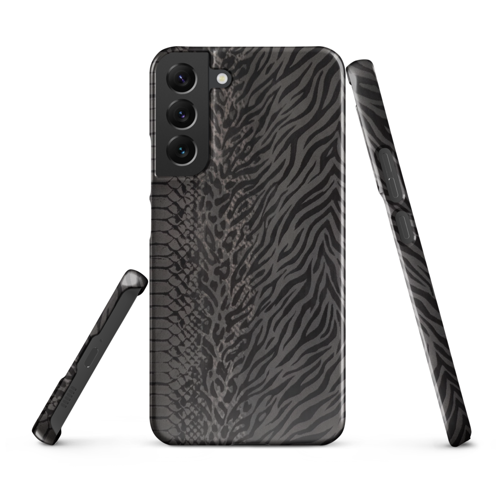 Dark Gray Snake Skin & Leopard Print Snap Case for Samsung