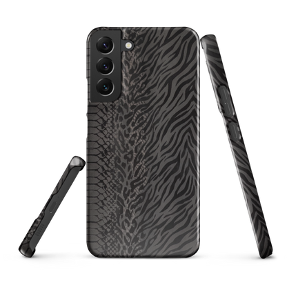 Dark Gray Snake Skin & Leopard Print Snap Case for Samsung