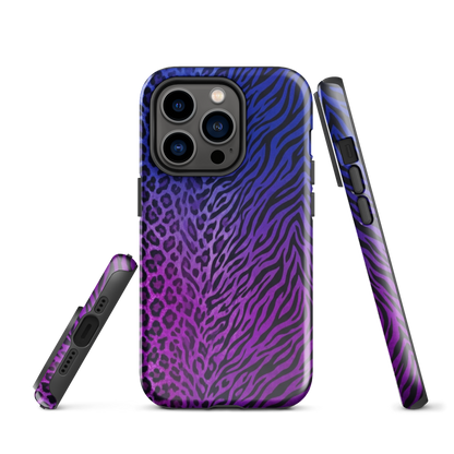 Purple to Blue Zebra & Leopard Print Tough Case for iPhone®