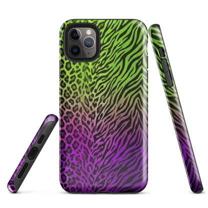 Neon Green & Purple Zebra & Leopard Print Tough Case for iPhone®