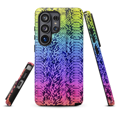 Vibrant Rainbow Snake Skin & Leopard Print Tough Case for Samsung