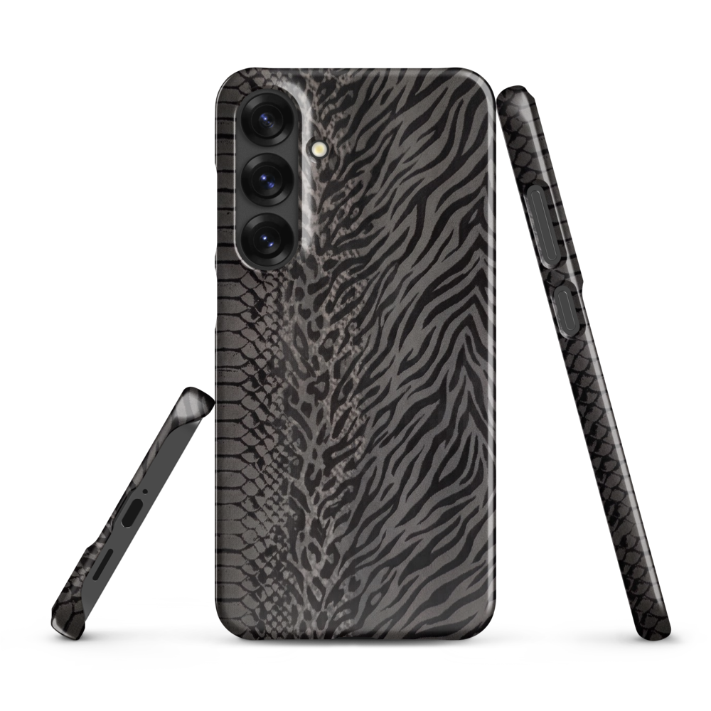 Dark Gray Snake Skin & Leopard Print Snap Case for Samsung