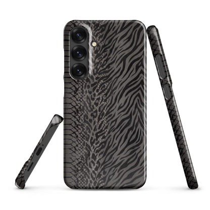 Dark Gray Snake Skin & Leopard Print Snap Case for Samsung