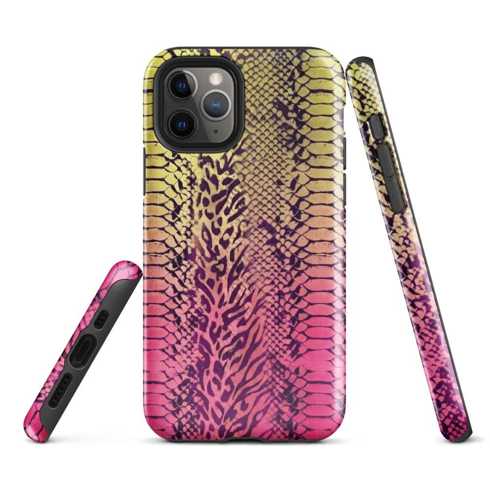 Yellow & Pink Snake Skin & Leopard Print Tough Case for iPhone®