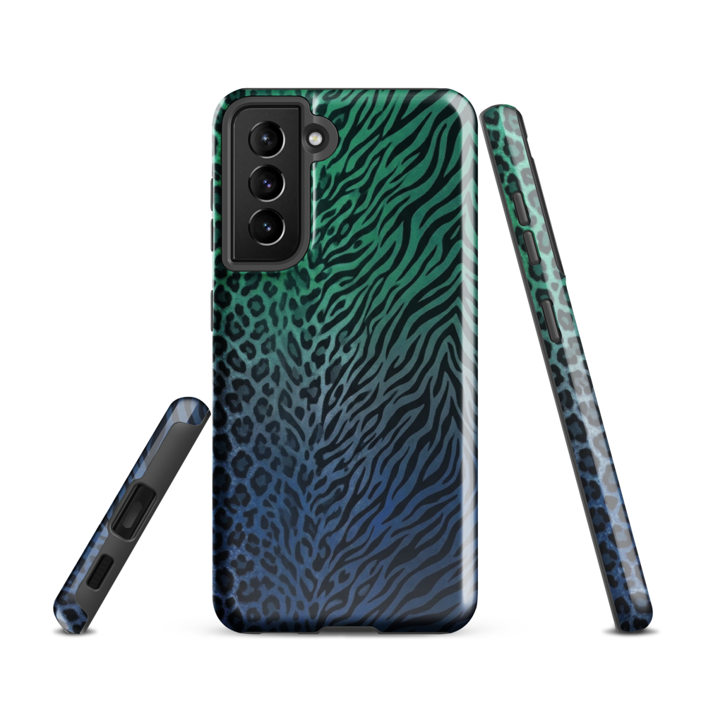 Blue to Teal Zebra & Leopard Print Tough Case for Samsung