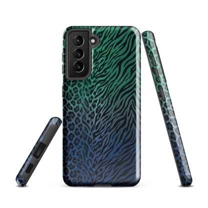 Blue to Teal Zebra & Leopard Print Tough Case for Samsung