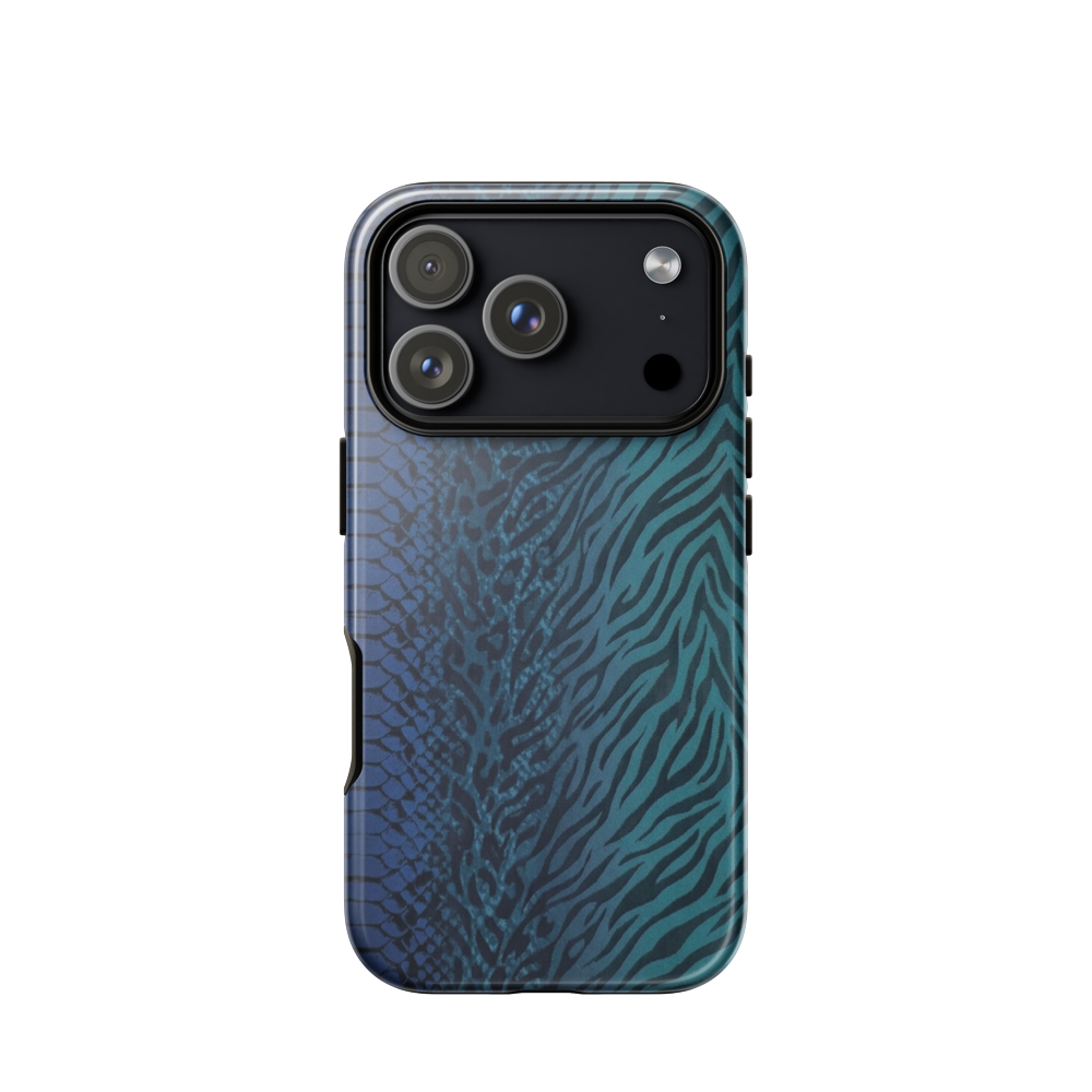 Blue & Teal Snake Skin Zebra & Leopard Print Tough Case for iPhone®