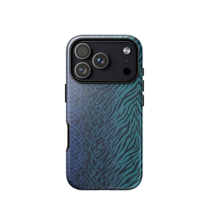 Blue & Teal Snake Skin Zebra & Leopard Print Tough Case for iPhone®