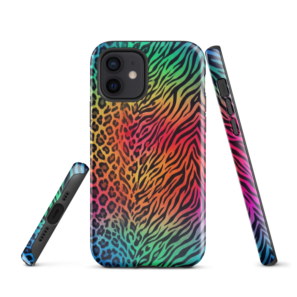 Vibrant Rainbow Zebra & Leopard Print Tough Case for iPhone®