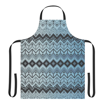Blue Chevron Pattern Leopard & Zebra Print Strap Apron