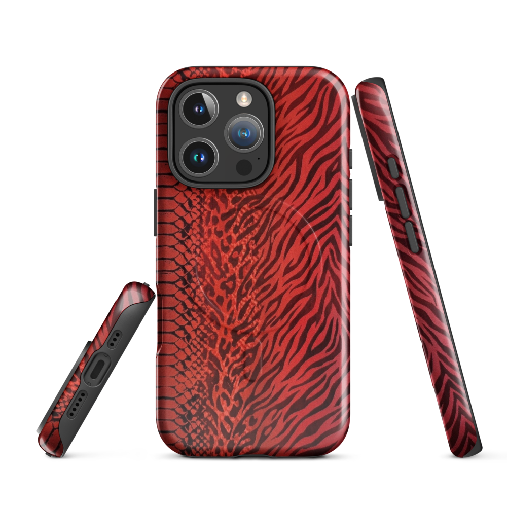 Red Zebra Snake & Leopard Print MagSafe Tough Case for iPhone®