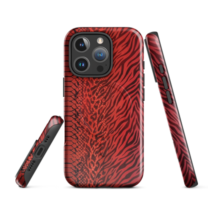 Red Zebra Snake & Leopard Print MagSafe Tough Case for iPhone®