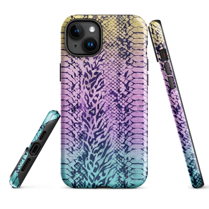 Faded Rainbow Snake Skin Zebra & Leopard Print Tough Case for iPhone®