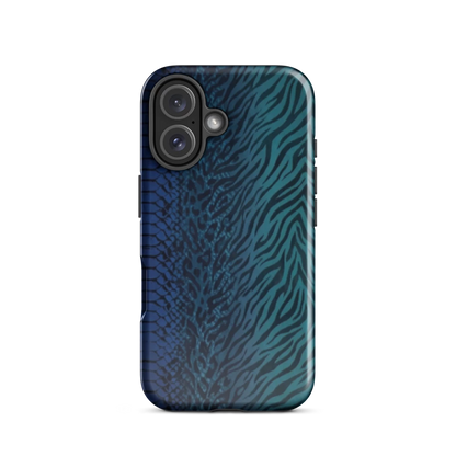 Blue & Teal Snake Skin Zebra & Leopard Print Tough Case for iPhone®