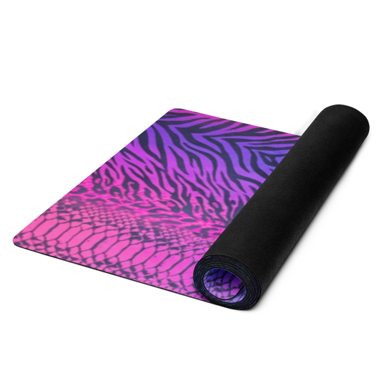 Neon Pink & Purple Snake Skin & Leopard Print Pilates Yoga Mat