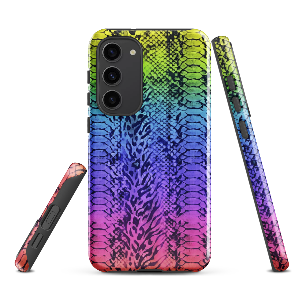 Vibrant Rainbow Snake Skin & Leopard Print Tough Case for Samsung