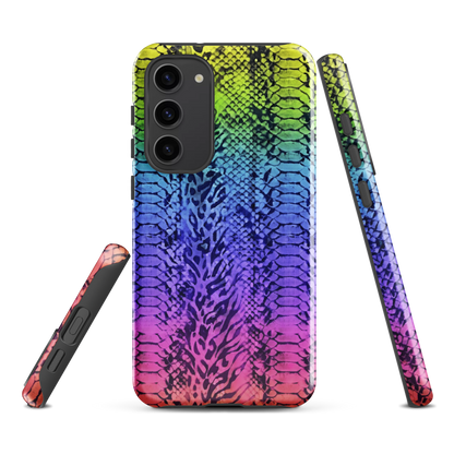 Vibrant Rainbow Snake Skin & Leopard Print Tough Case for Samsung