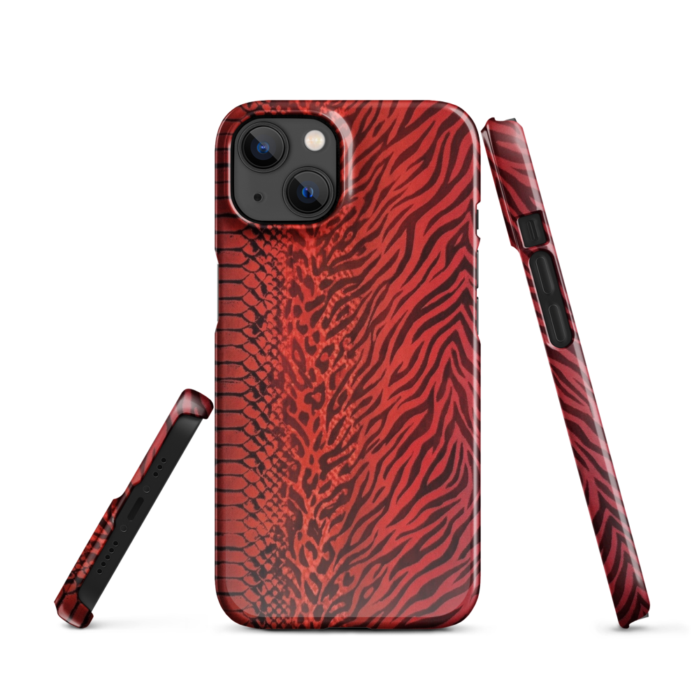 Red Zebra Snake & Leopard Print Snap Case for iPhone