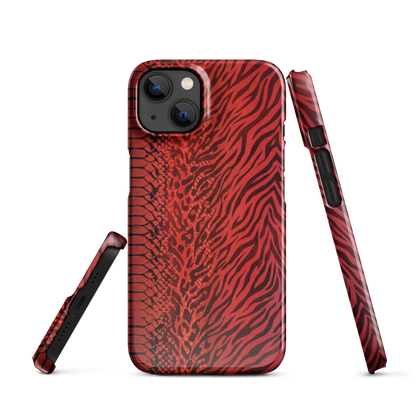 Red Zebra Snake & Leopard Print Snap Case for iPhone