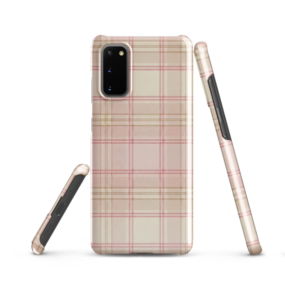 Pink & Cream Plaid Coquette Print Snap Case for Samsung