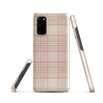 Pink & Cream Plaid Coquette Print Snap Case for Samsung
