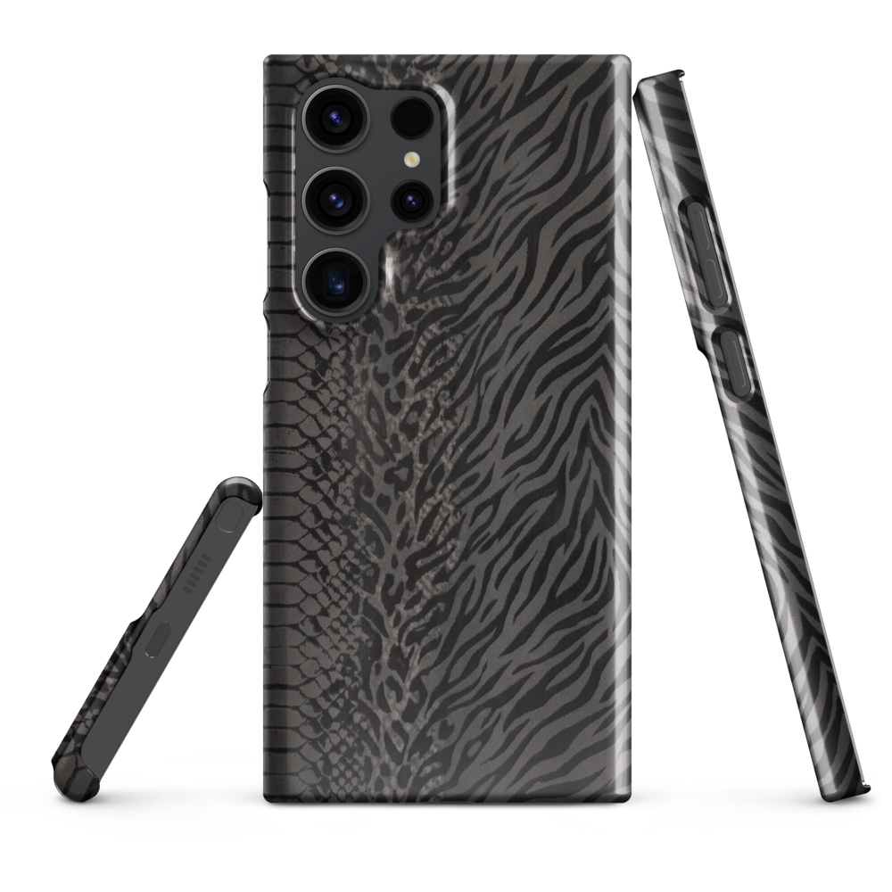 Dark Gray Snake Skin & Leopard Print Snap Case for Samsung