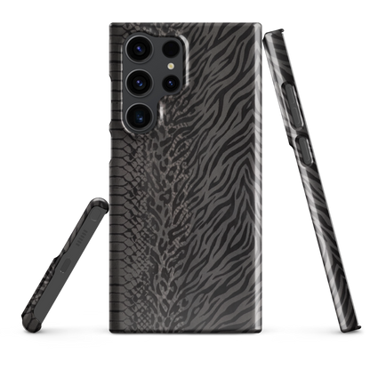 Dark Gray Snake Skin & Leopard Print Snap Case for Samsung