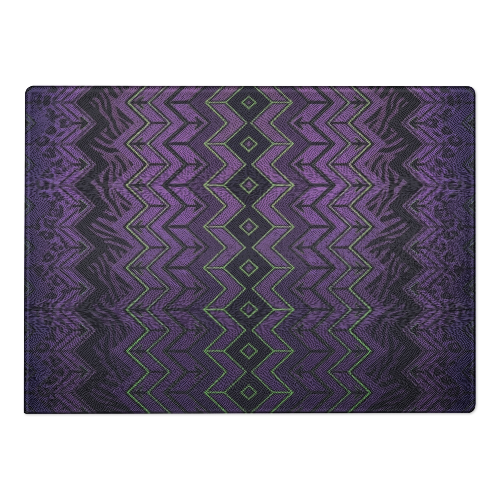 Halloween Purple & Green Zebra & Leopard Print Special Edition Chevron Pattern Glass Cutting Board