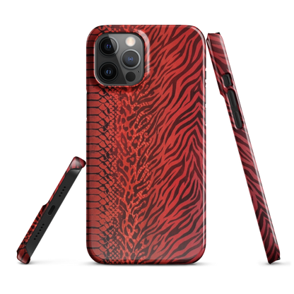 Red Zebra Snake & Leopard Print Snap Case for iPhone