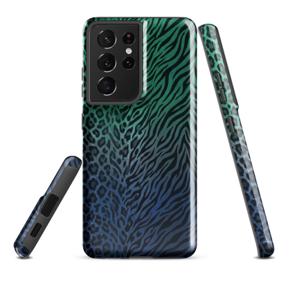 Blue to Teal Zebra & Leopard Print Tough Case for Samsung