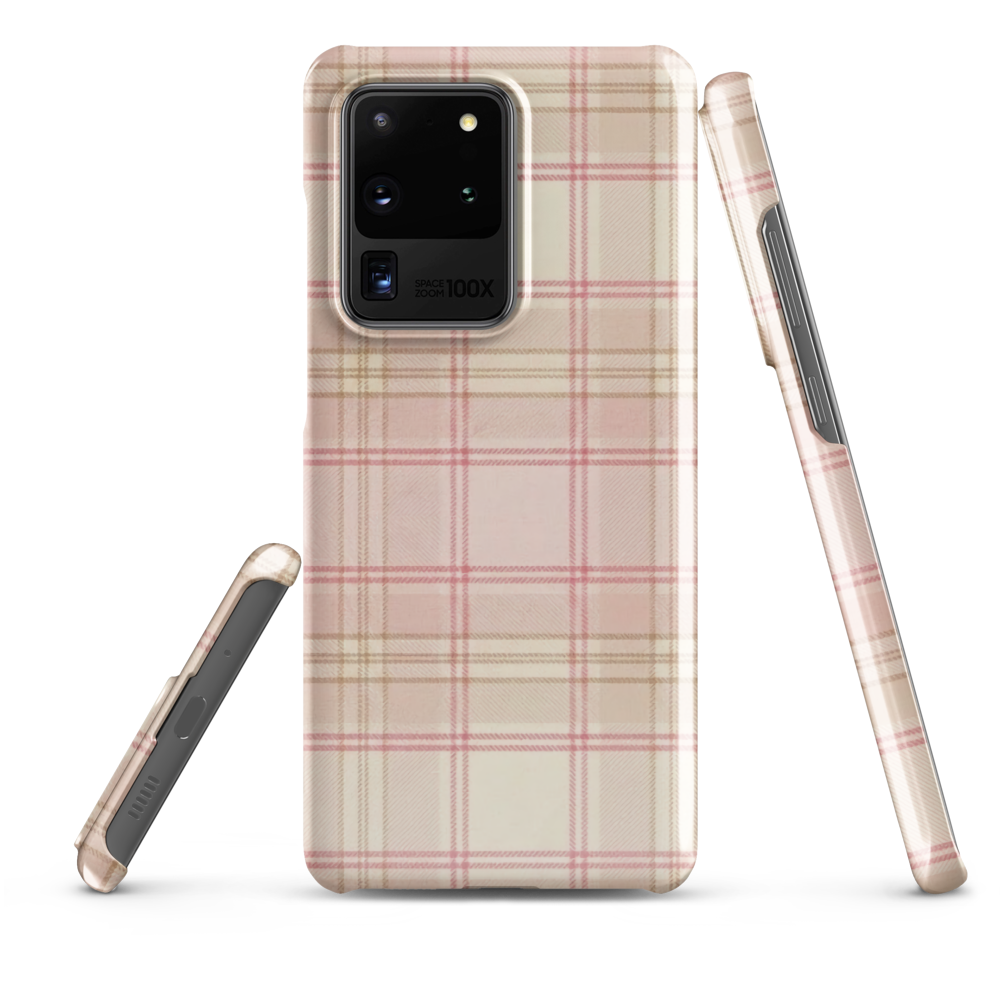 Pink & Cream Plaid Coquette Print Snap Case for Samsung