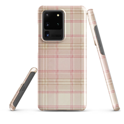 Pink & Cream Plaid Coquette Print Snap Case for Samsung