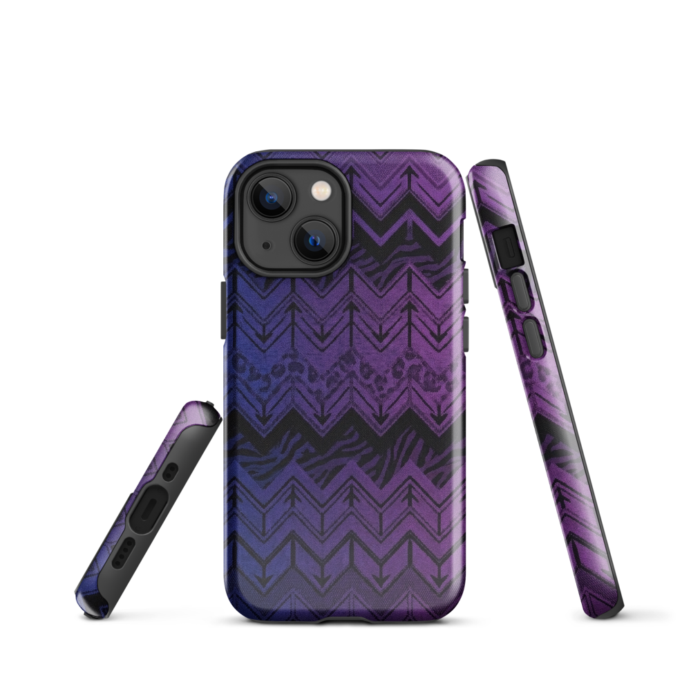 Purple to Blue Chevron Zebra & Leopard Print Tough Case for iPhone®